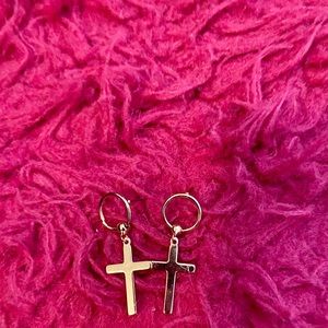 Gold Cross Earrings
